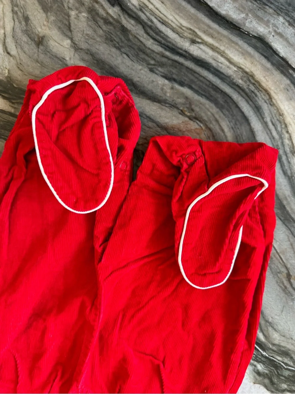 Vintage Red Corduroy Romper White Bear 6-9 M
